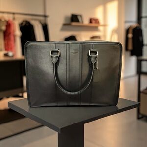 Coach,briefcase,black,leather,new,missing belt.: